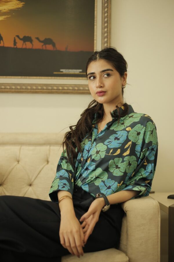 Blue Floral Tops
